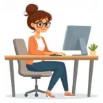 Vagas de Emprego na AUVP ai generated, woman, messy bun, desk, computer, working, working from home, studying, office, business, work, workspace, female, cartoon